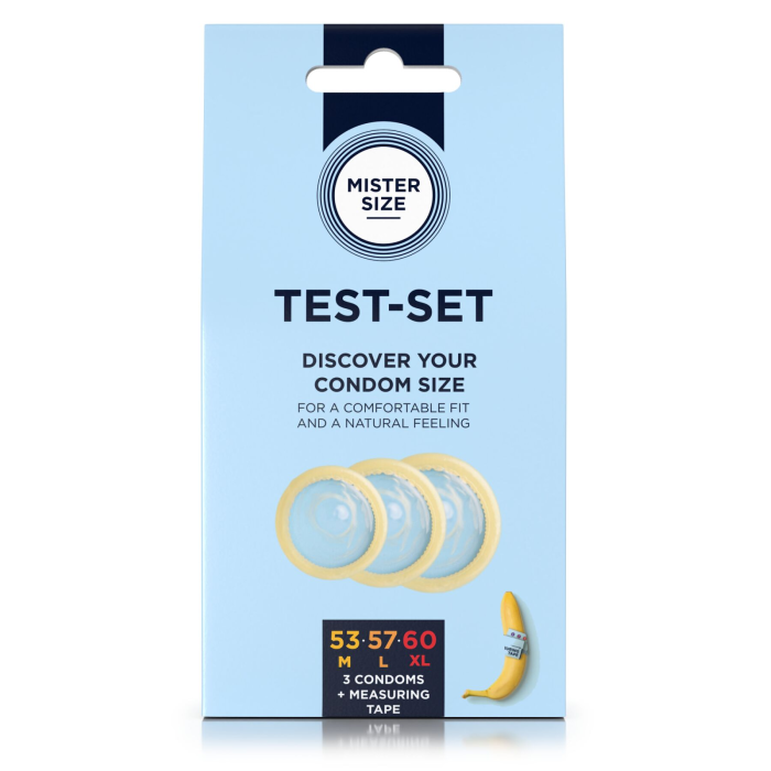 Набір презервативів Mister Size test-set 53–57–60, 3 розміри + лінійка, товщина 0,05 мм