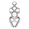 Портупея-тедді з екошкіри Leg Avenue Heart ring harness teddy L, Black, підвіска-сердечко, ланцюги