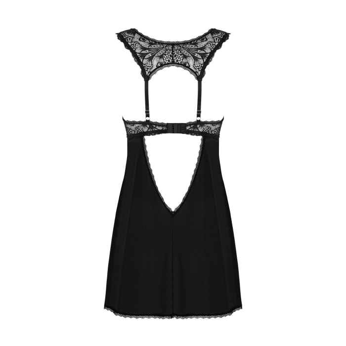Сорочка бебі-дол з мереживом на грудях Obsessive Donna Dream babydoll M/L Black, стрінги