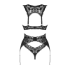 Комплект білизни Obsessive Donna Dream 3-pcs set M/L Black, бюстгальтер, стрінги, пояс для панчіх
