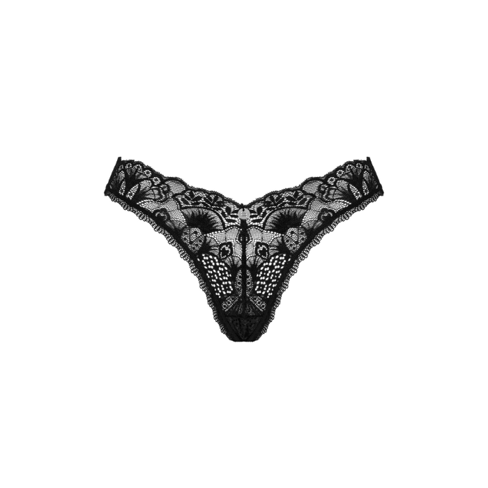 Мереживні стрінги Obsessive Donna Dream thong XS/S Black, низька посадка