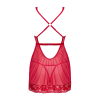 Прозора сорочка бебі-дол Obsessive Lacelove babydoll & thong XL/2XL Red, мереживо, стрінги