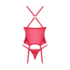 Прозорий корсет Obsessive Lacelove corset XL/2XL Red, мереживо, підв’язки для панчіх