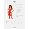 Прозорий корсет Obsessive Lacelove corset XL/2XL Red, мереживо, підв’язки для панчіх