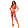 Комплект білизни Obsessive Lacelove cupless 3pcs set XS/S Red, бюстгальтер, стрінги, пояс для панчіх