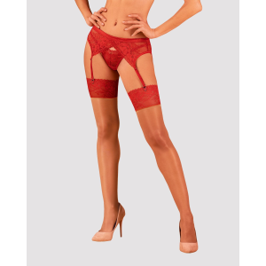 Панчохи під пояс із широким мереживом Obsessive Lacelove stockings XL/2XL