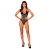 Прозоре боді Obsessive Selinne teddy XL/2XL Black, дрібна сітка, подвійні бретелі