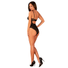 Прозоре боді Obsessive Selinne teddy XL/2XL Black, дрібна сітка, подвійні бретелі