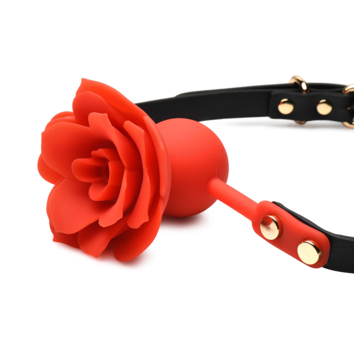 Силіконовий кляп з трояндою Master Series: Blossom Silicone Rose Gag – Red