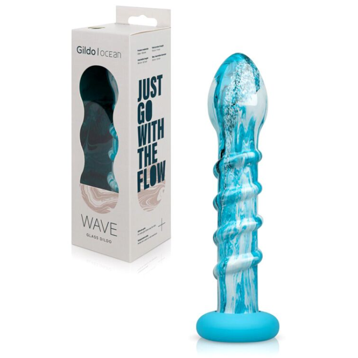 Скляний дилдо Gildo Ocean Wave, з силіконовою основою