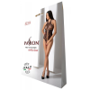 Бодістокінг з імітацією корсетної шнурівки Passion BS094 One Size, black, квітковий візерунок, з дос