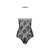Бодістокінг з імітацією корсетної шнурівки Passion BS094 One Size, white, квітковий візерунок, з дос