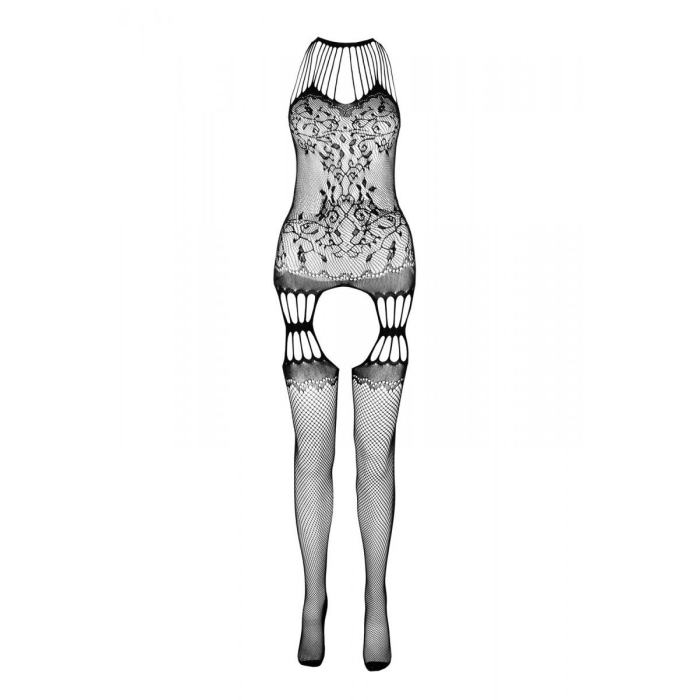 Бодістокінг з безліччю бретелей Passion BS095 One Size, white, імітація пояса та панчіх, з доступом