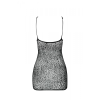 Ажурна мінісукня на тонких бретелях Passion BS096 One Size, black, плетіння на грудях