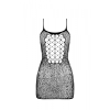 Ажурна мінісукня на тонких бретелях Passion BS096 One Size, red, плетіння на грудях