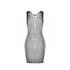 Мінісукня з вертикальним візерунком Passion BS097 One Size, white, плетіння з боків
