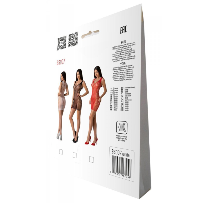 Мінісукня з вертикальним візерунком Passion BS097 One Size, white, плетіння з боків