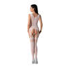 Бодістокінг з плетінням на грудях Passion BS099 One Size, white, відкритий доступ, імітація підв’язо