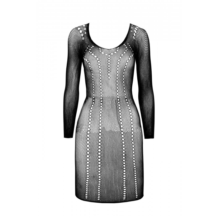 Напівпрозора мінісукня Passion BS101 One Size, black, рукави-мітенки