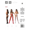 Еротичні колготки-бодістокінг зі шнурівкою на стегнах Passion S026 One Size, white, з доступом