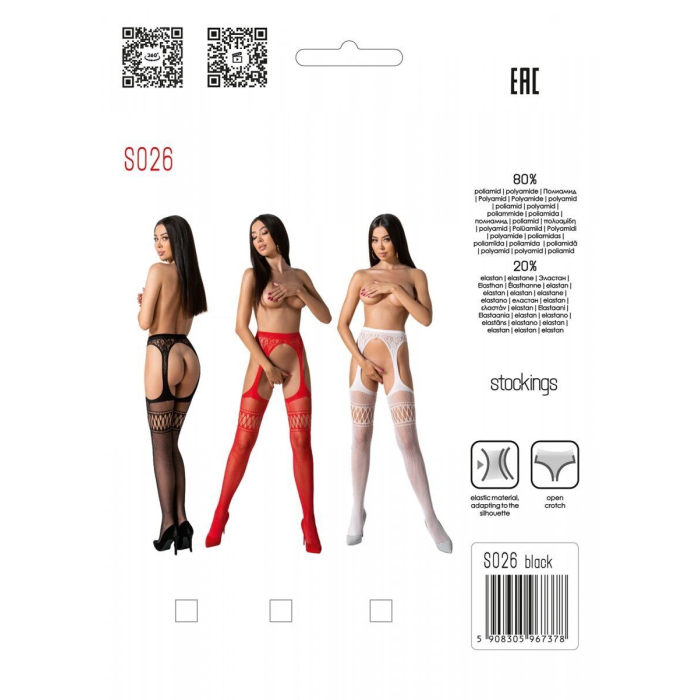 Еротичні колготки-бодістокінг зі шнурівкою на стегнах Passion S026 One Size, white, з доступом