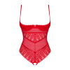 Боді з доступом Obsessive Ingridia crotchless teddy XL/2XL, червоне, відкриті груди