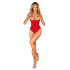 Боді з доступом Obsessive Ingridia crotchless teddy XL/2XL, червоне, відкриті груди