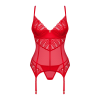 Комплект корсет та стрінги Obsessive Ingridia corset & thong M/L, червоний