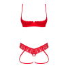 Комплект Obsessive Ingridia 2-pcs crotchless set XL/2XL, червоний, з доступом, відкриті груди