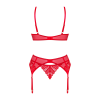 Комплект Obsessive Ingridia 3-pcs set XS/S, червоний, бюстгальтер, стрінги, пояс