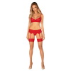 Комплект Obsessive Ingridia 3-pcs set XL/2XL, червоний, бюстгальтер, стрінги, пояс