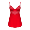 Пеньюар Obsessive Ingridia chemise & thong XS/S, червоний, сорочка, стрінги