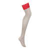 Панчохи Obsessive Ingridia stockings XS/S, бежеві з червоною резинкою
