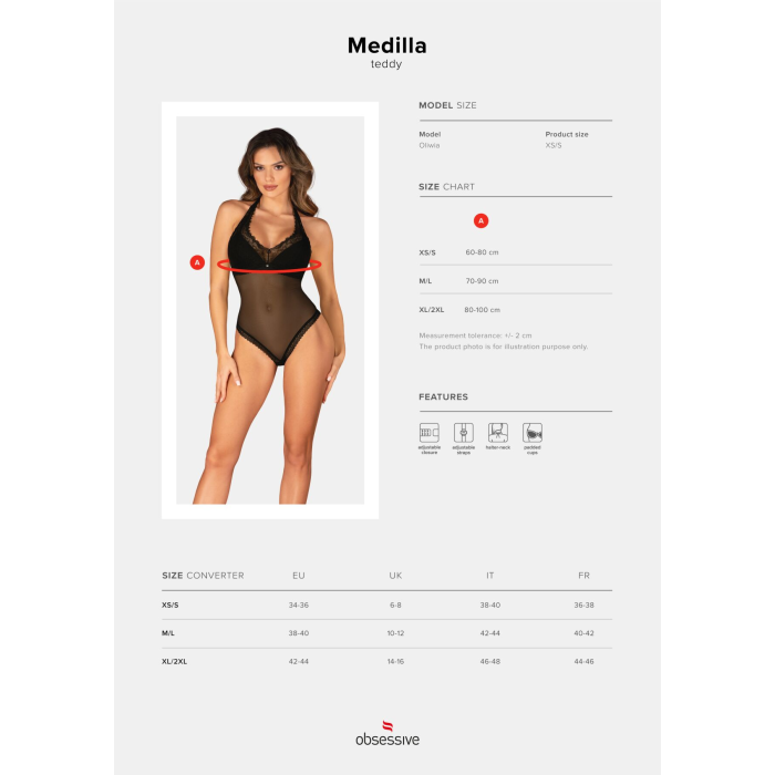 Боді Obsessive Medilla teddy XL/2XL