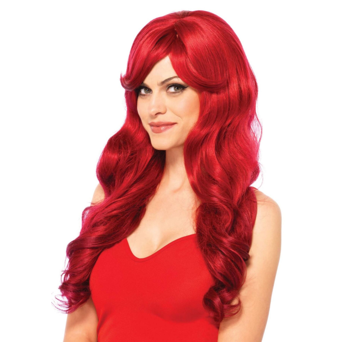 Хвиляста перука з косим чубчиком Leg Avenue Long Wavy Wig 68 см, червона