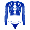 Комплект безшовної білизни Leg Avenue Long sleeve crop top & string Royal Blue One Size, топ, стрінги