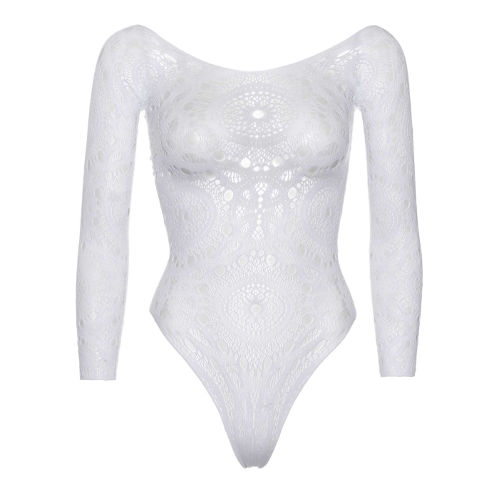 Еротичне боді-бодістокінг Leg Avenue Snap crotch thong back teddy White M/L