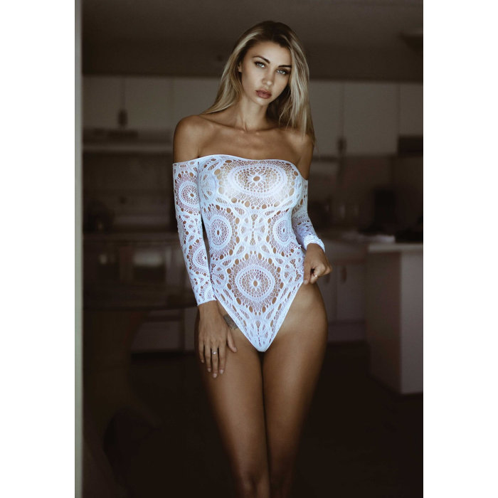 Еротичне боді-бодістокінг Leg Avenue Snap crotch thong back teddy White M/L