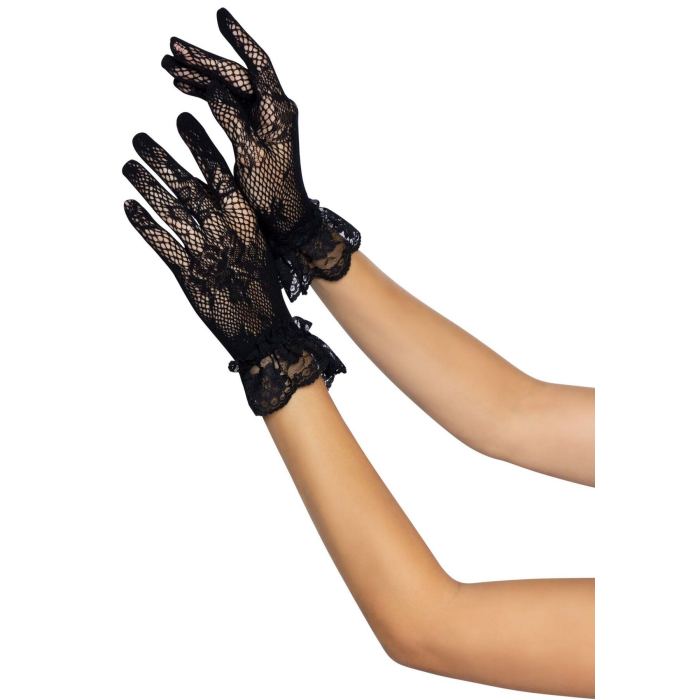 Короткі рукавички Leg Avenue Floral lace wristlength gloves Black