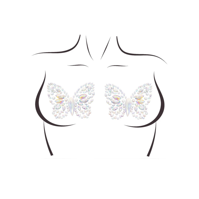 Пестис-метелики з кристалів Leg Avenue Chrysallis nipple sticker, наліпки, світяться у темряві