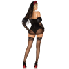 Еротичний костюм чорної нареченої Leg Avenue Heartbreak Bride XS, боді, рукави, вуаль, чокер
