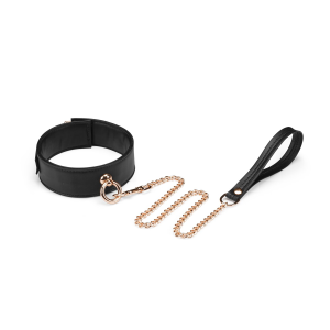 Нашийник з повідцем Liebe Seele Black Organosilicon Collar with Leash, екошкіра