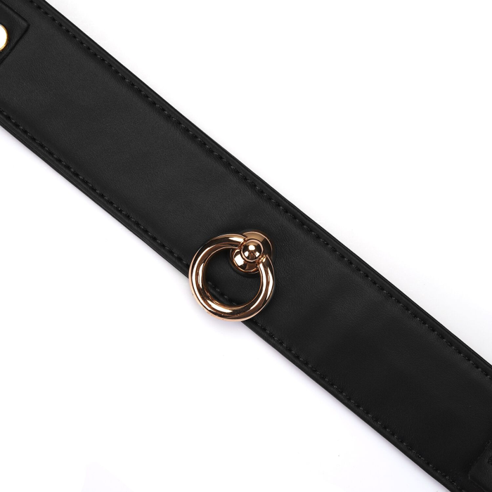 Нашийник з повідцем Liebe Seele Black Organosilicon Collar with Leash, екошкіра