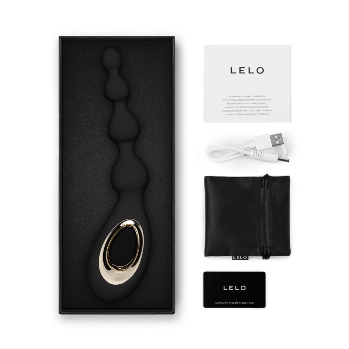 Анальне намисто з вібрацією LELO Soraya Beads Black, різний діаметр намистин, 8 режимів