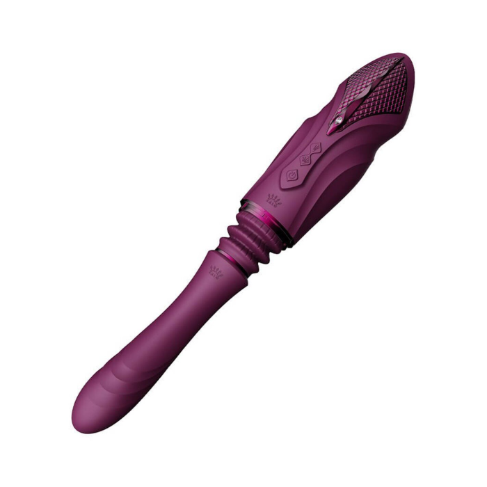 Компактна смарт секс-машина Zalo – Sesh Velvet Purple, 2 насадки, пульт ДК, кристал Swarovski