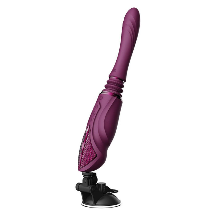 Компактна смарт секс-машина Zalo – Sesh Velvet Purple, 2 насадки, пульт ДК, кристал Swarovski