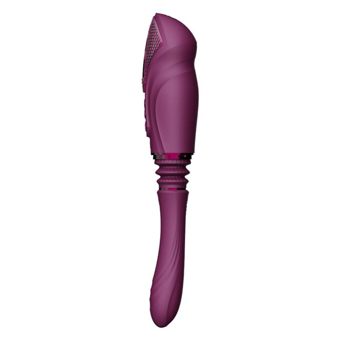 Компактна смарт секс-машина Zalo – Sesh Velvet Purple, 2 насадки, пульт ДК, кристал Swarovski