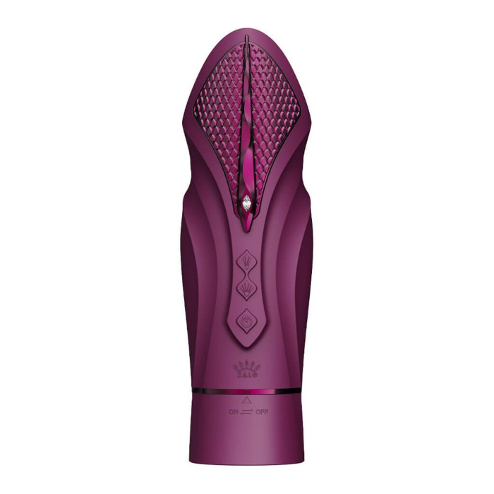 Компактна смарт секс-машина Zalo – Sesh Velvet Purple, 2 насадки, пульт ДК, кристал Swarovski
