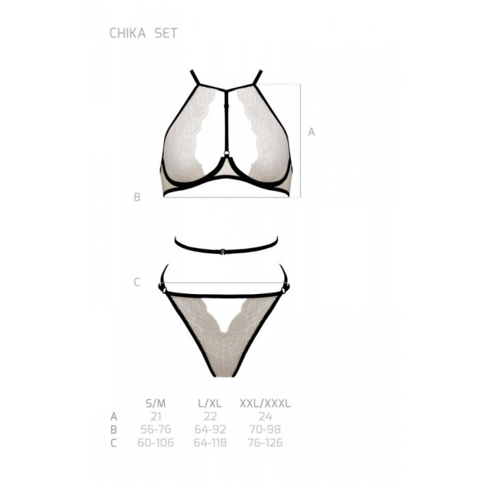 Комплект білизни Passion CHIKA SET, L/XL, cream, топ, трусики