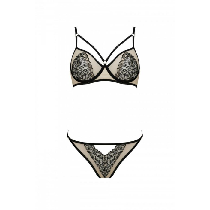 Комплект Passion LORINA SET, S/M, beige, бюстгальтер та трусики
